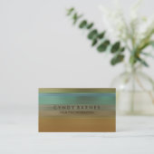 金ゴールドティール(緑がかった色)グリーンストライプ名刺 名刺 (スタンド正面)