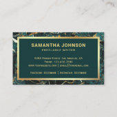 金ゴールドティール（緑がかった色）グリーンマーブルペンニブプロフェッショナル 名刺 (裏面)