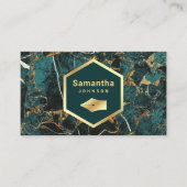 金ゴールドティール（緑がかった色）グリーンマーブルペンニブプロフェッショナル 名刺 (正面)