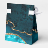 金ゴールドティール(緑がかった色)ゲート結婚式の引き出物ボックス フェイバーボックス (裏面サイド)