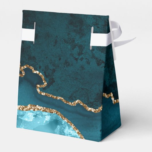 金ゴールドティール（緑がかった色）ゲート結婚式の引き出物ボックス フェイバーボックス (裏面サイド)