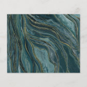 金ゴールドティール（緑がかった色）ターコイズ写真ウェディング日付を保存 (裏面)