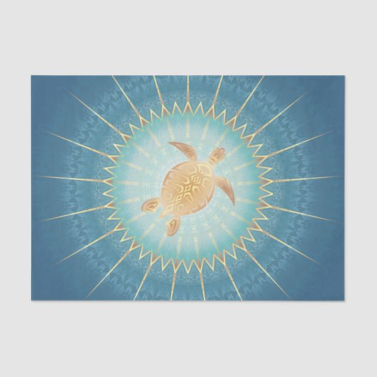 金ゴールドティール(緑がかった色)タートルアンドマンダラ 薄葉紙 (正面)