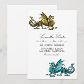 金ゴールドティール（緑がかった色）ドラゴンザデイト招待状 招待状 (正面/裏面)