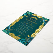 金ゴールドティール（緑がかった色）バラレースキンセアニェラ誕生日 箔招待状 (回転した状態)