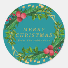 金ゴールドティール（緑がかった色）ファミリーメリークリスマスホリーグリッター