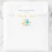 金ゴールドティール（緑がかった色）フローラベビーシャワーお願いありがとうラベル ラウンドシール (バッグ)