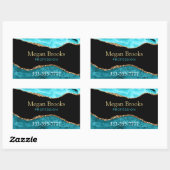 金ゴールドティール（緑がかった色）ブラックアゲート、名前、占領電話Rect 長方形シール (シート)