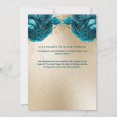 金ゴールドティール(緑がかった色)ブルーバラ水彩ブライダルシャワーシック 招待状 (裏面)