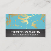 金ゴールドティール（緑がかった色）マーブル |メタリック 名刺 (正面)