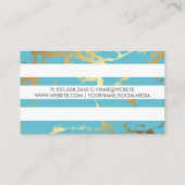 金ゴールドティール(緑がかった色)マーブル |白ストライプの 名刺 (裏面)