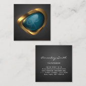 金ゴールドティール（緑がかった色）ロゴモダン美容師スタイリスト スクエア名刺 (正面/裏面)