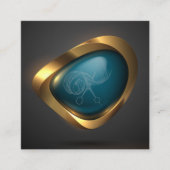 金ゴールドティール（緑がかった色）ロゴモダン美容師スタイリスト スクエア名刺 (正面)