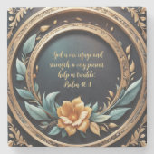 金ゴールドティール(緑がかった色)ヴェローナサンセットカスタマイズ ストーンコースター (正面)