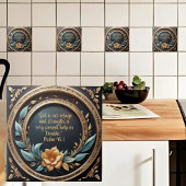 金ゴールドティール（緑がかった色）ヴェローナサンセットバイブル詩カスタマイズ タイル