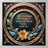 金ゴールドティール（緑がかった色）ヴェローナサンセットバイブル詩カスタマイズ ポスター (正面)