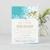 金ゴールドティール(緑がかった色)水中フィッシュエイジ誕生日招待状 サンキューカード (スタンド正面)