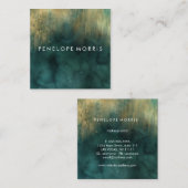 金ゴールドティール（緑がかった色）美しいスタイリストスクエアビジネスカード スクエア名刺 (正面/裏面)