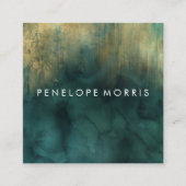 金ゴールドティール(緑がかった色)美しいスタイリストスクエアビジネスカード スクエア名刺 (正面)