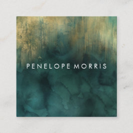 金ゴールドティール(緑がかった色)美しいスタイリストスクエアビジネスカード スクエア名刺