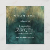 金ゴールドティール（緑がかった色）美しいスタイリストスクエアビジネスカード スクエア名刺 (裏面)