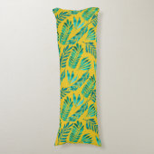 金ゴールドティール（緑がかった色）葉リーフシッスタイリッシュク寝具 ボディピロー (正面縦)