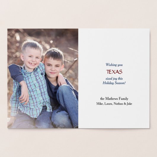 金ゴールドテキサス州スター写真テンプレートクリスマス 箔カード (内部)