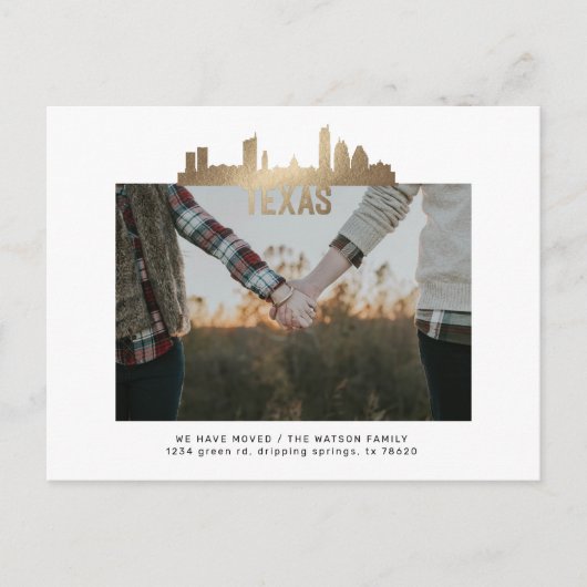 金ゴールドテキサス州州引越し案内はがき 案内ポストカード (正面)