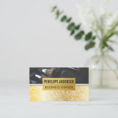 金ゴールドテクスチャの背景 |金属製のメイクアップブラシ 名刺 (スタンド正面)