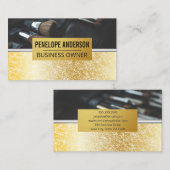 金ゴールドテクスチャの背景 |金属製のメイクアップブラシ 名刺 (正面/裏面)