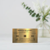 金ゴールドテクスチャオーディオディスプレイサウンドエンジニアDejay 名刺 (スタンド正面)