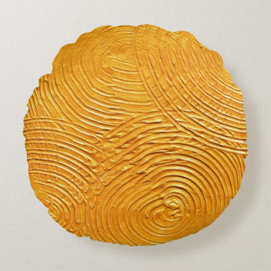 金ゴールドテクスチャサーフェス、ゴールデン背景、ペイント ラウンドクッション (正面)