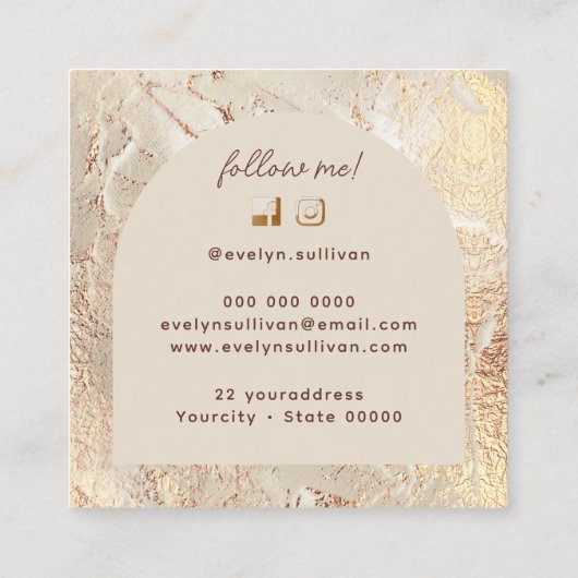 金ゴールドテクスチャビジネスカード スクエア名刺 (裏面)