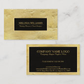 金ゴールドテクスチャプリントブラックアクセント 名刺 (正面/裏面)