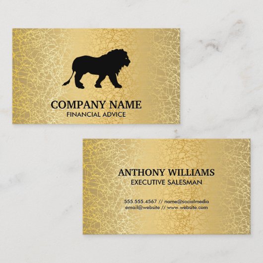金ゴールドテクスチャメタリック/ライオンアイコン 名刺 (正面/裏面)
