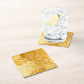 金ゴールドテクスチャヴィンテージモノグラム結婚クレストのロゴ スクエアペーパーコースター (インサイチュ)