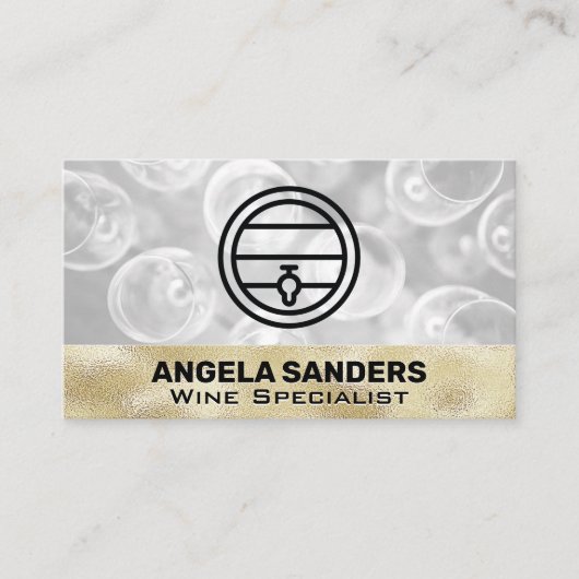 金ゴールドテクスチャーワイングラス |ワインバレル 名刺 (正面)