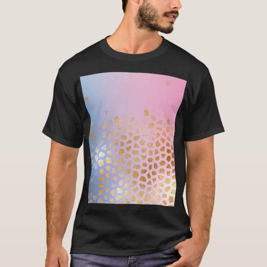 金ゴールドテクスチャ：グラデーション抽象芸術背景 Tシャツ (正面)