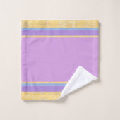 金ゴールドテクスチャ(青とラベンダーのストライプ) バスタオルセット (ウォッシュタオル)