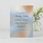 金ゴールドテクスチャ(青結婚) 招待状 (スタンド正面)