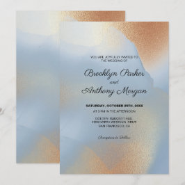 金ゴールドテクスチャ(青結婚) 招待状