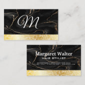 金ゴールドテクスチャ |黒インクの背絵を描景 名刺 (正面/裏面)