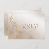 金ゴールドテクスチャRSVP 出欠カード (正面/裏面)