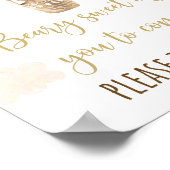 金ゴールドテディベアバルーンベビーシャワー好意のサイン ポスター (角)