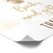 金ゴールドテディベアバルーン赤ちゃんシャワープレゼントのサイン ポスター (角)