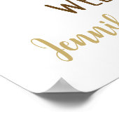 金ゴールドテディベアバルーン赤ちゃんシャワー歓迎 ポスター (角)