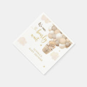 金ゴールドテディベア熱気球ベビーシャワー スタンダードカクテルナプキン (角)