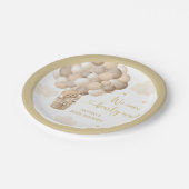 金ゴールドテディベア熱気球ベビーシャワー ペーパープレート (アングル)