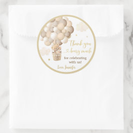 金ゴールドテディベア熱気球ベビーシャワー ラウンドシール