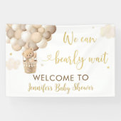 金ゴールドテディベア熱気球ベビーシャワー 横断幕 (横)